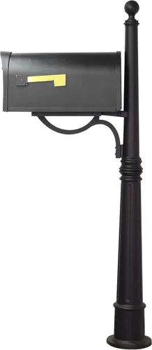 Miniatura 5 de Buzón clásico con poste de aluminio, buzón negro con poste Ashland - SCC-1008_SPK-600-BLK