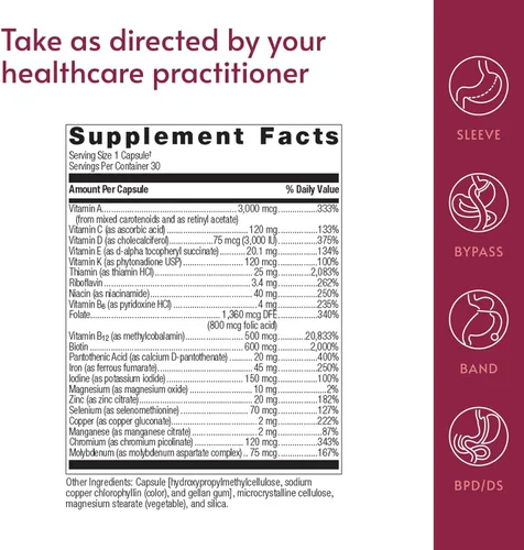 Miniatura 4 de Bariatric Advantage Ultra Solo con hierro - Multivitamínico diario una vez al día - para pacientes bariátricos - con tiamina, vitamina A y más - Sin