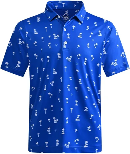 Miniatura 103 de DEOLAX Camisa de golf para hombre, con estampado de moda, atlética, de manga corta, clásica, casual, ajuste seco, suave, para hombres