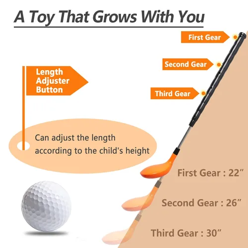 Miniatura 5 de iPlay, iLearn - Juego de juguetes de golf para niños con cabezal izquierdo y derecho, juguete deportivo para niños de 3 a 5 años, juego de golf