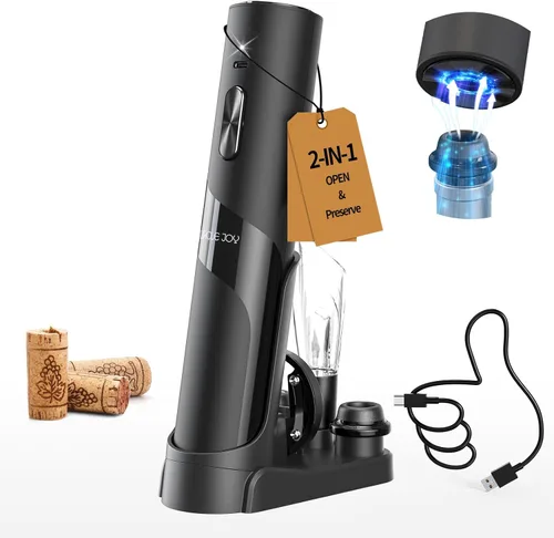 Miniatura 12 de Juego de abridor eléctrico de botellas de vino CIRCLE JOY - Sacacorchos recargable inalámbrico, juego de regalo con base de carga, cortador de papel
