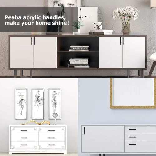 Miniatura 6 de Peaha - Manijas para armario de cocina, color negro mate, estilo contemporáneo, 12 piezas, para jalar los cajones del tocador