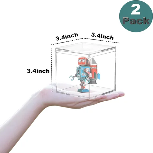 Miniatura 2 de Caja de acrílico transparente con tapa, contenedores de cubo cuadrado de plástico, caja de almacenamiento para el hogar y la oficina, caja