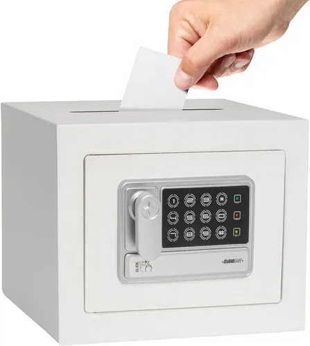 Miniatura 9 de Mini caja de seguridad electrónica personal, pequeña caja de seguridad con teclado digital y llaves de anulación manual, caja de acero de 0.2 pies