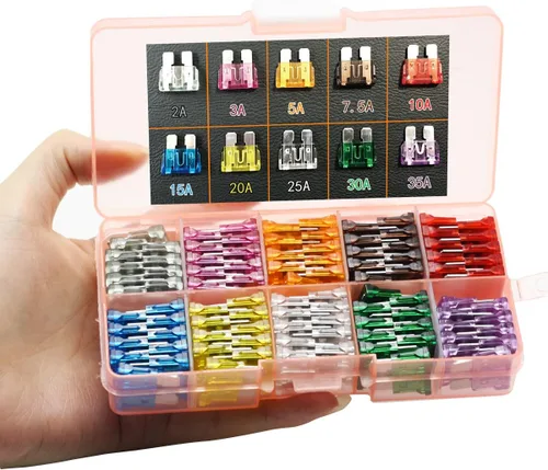 Miniatura 2 de 100 piezas surtidas de fusibles de hoja estándar para automóvil, camión, 2A, 3A, 5A, 7.5, A, 10A, 15A, 20A, 25A, 30A, 35A, autos, barcos, camiones