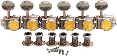 Miniatura 9 de Guyker Afinadores de cuerda de bloqueo de guitarra vintage de 6 en línea – Clavijas de afinación de bloqueo, cabezales de máquina, piezas de Relic