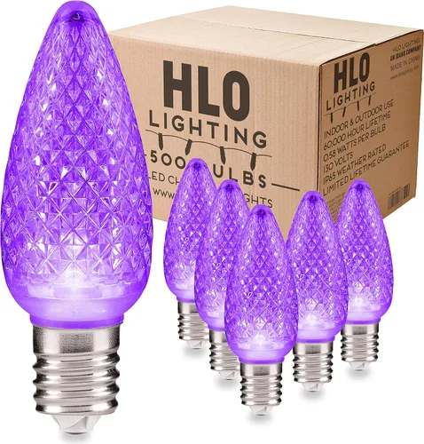 Miniatura 29 de HLO Lighting Juego de 25 bombillas LED de Navidad C9 de color blanco cálido para uso en interiores y exteriores Bombilla de repuesto duradera