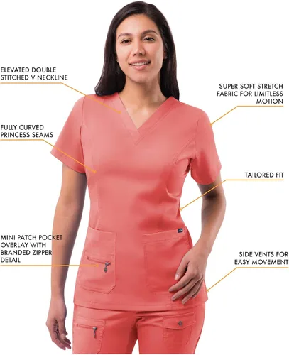 Miniatura 3 de Adar Pro - Camisa quirúrgica para mujer, con cuello en V elevado