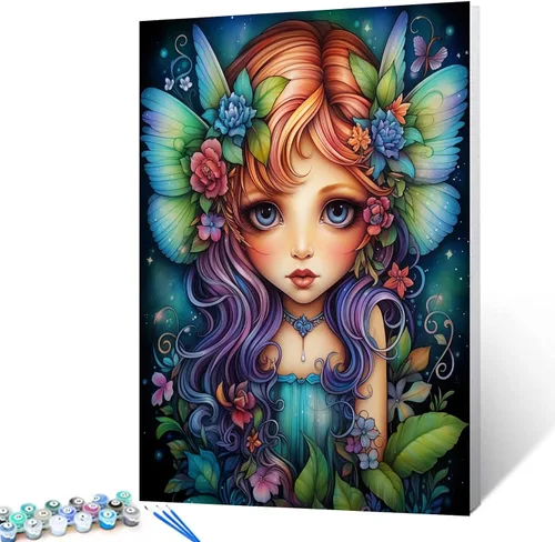 Miniatura 8 de Tucocoo Kit de pintura por números con pinceles y pigmento acrílico sobre lienzo para adultos, estrellas de luna, estilo creativo, proyectos