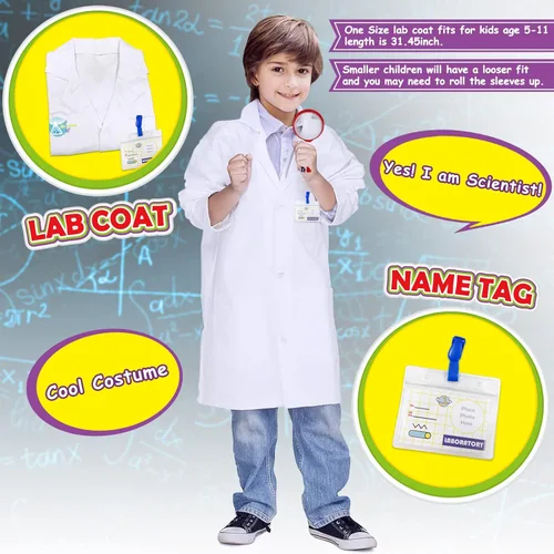 Miniatura 3 de UNGLINGA Kit de Experimentos Científicos para Niños con Bata de Laboratorio, Disfraz de Científico, Vestirse y Juguetes de Juego de Roles, Regalo