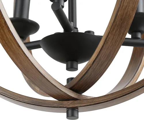 Miniatura 6 de LOG BARN Candelabros de granja, globo de madera sintética para colgar 3 lámparas para comedor y sala de estar, dormitorio, vestíbulo y entrada