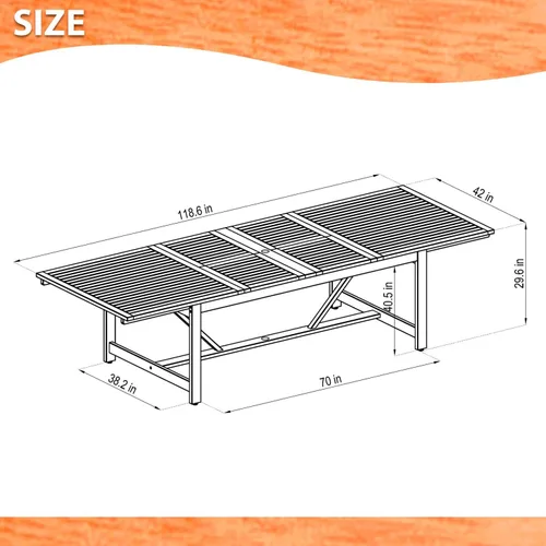 Miniatura 7 de Brampton Patio Athens - Juego de mesa de comedor rectangular de 11 piezas, ideal para patio e interior, acabado de teca claro