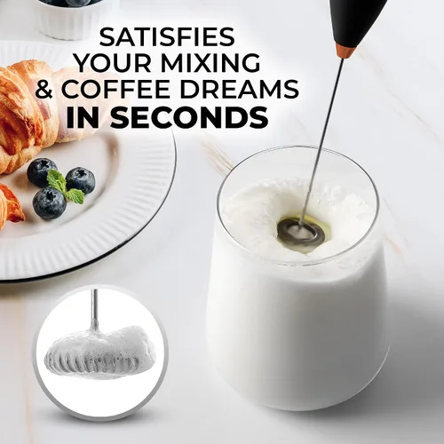 Miniatura 604 de Zulay Milk Boss Espumador de leche potente manual, hace espuma para latte, batidor para mezclar bebidas, café, miniespumador para capuchino, frappé
