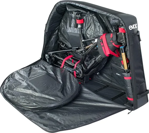 Miniatura 3 de EVOC Bolsa para bicicleta de carretera con bloque de bicicleta de policarbonato moldeado y ruedas de patinaje (285L, negro)
