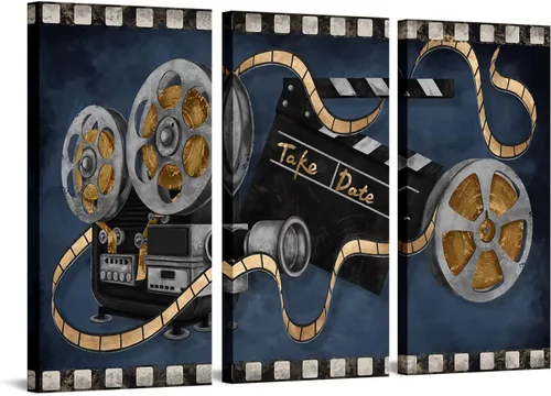 RyounoArt Inicio Cine Decoración de pared Cine Película Pintura Imágenes Entretenimiento Familiar Sala de Medios Lienzo Arte de Pared Listo para
