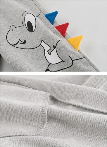 Miniatura 4 de GFQLONG Paquete de 2 pantalones deportivos de dinosaurio de algodón para niños pequeños, pantalones deportivos de dibujos animados para niños