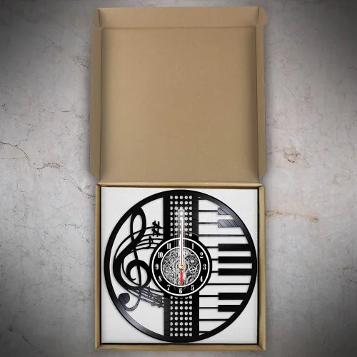 Miniatura 9 de The Geeky Days Treble Clef Musical Notes LED Illuminated Vinyl Record Wall Clock for Music Room Studio Artistic Home Decor Illuminated Timepieces