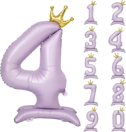 Miniatura 28 de Globos de aluminio grandes con corona negra número 0 para niños y niñas, cumpleaños, boda, aniversario, fiesta, baby shower, suministros 0