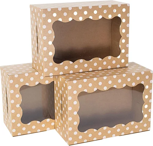 Miniatura 10 de Perfect Occasion Cajas de galletas de lunares, paquete de 12 unidades, cajas de galletas de lunares pastel con ventana, para Pascua, cumpleaños