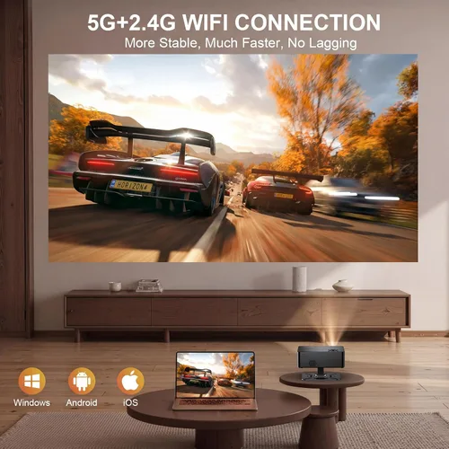 Miniatura 7 de Proyector con Netflix y soporte de 180°, proyector inteligente con WiFi y Bluetooth, enfoque automático AI y proyector de película portátil Keystone