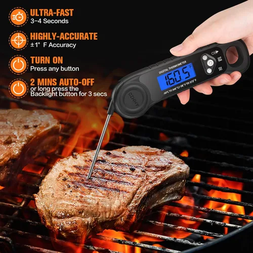 Miniatura 2 de AMMZO Termómetro digital para carne, termómetro de lectura instantánea para cocinar, asar a la parrilla, hornear, freír y hacer dulces, accesorio