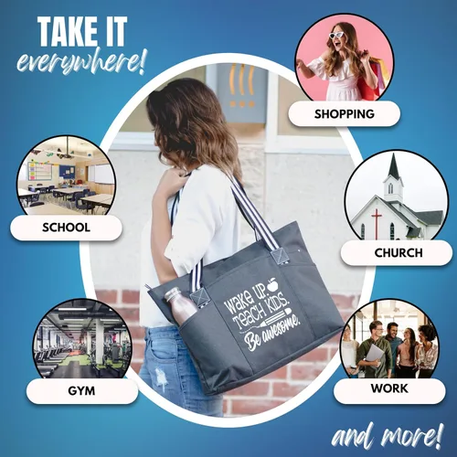 Miniatura 58 de Brooke & Jess Designs Teacher Tote Bag for Work - Teacher Handbag Gifts for Women, Teacher Bag Best Teacher Appreciation Gift