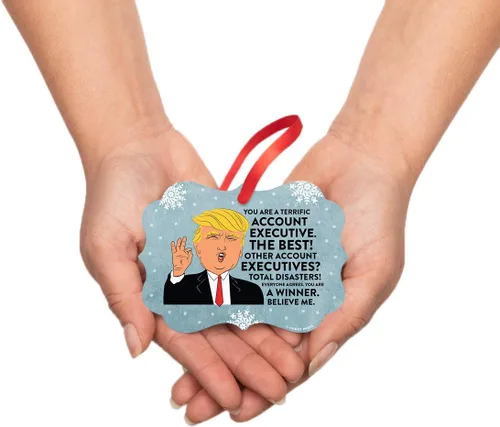 Miniatura 3 de Andaz Press Presidente Donald Trump Fancy Frame Recuerdo Adorno de Navidad Regalo de broma Ejecutivo de Cuenta, 1 paquete, Divertidas Ideas