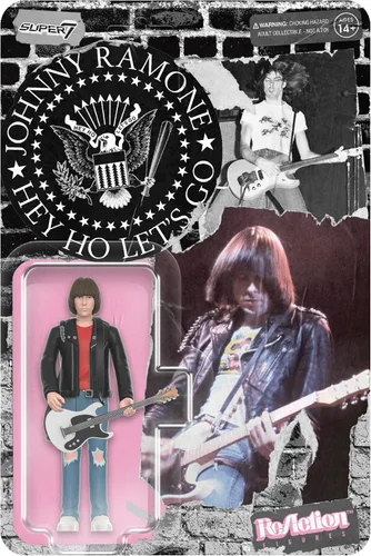 Super7 Johnny Ramone - Figura de acción de Johnny Ramone de 3.75" con accesorio, colección de música clásica, coleccionables y juguetes retro