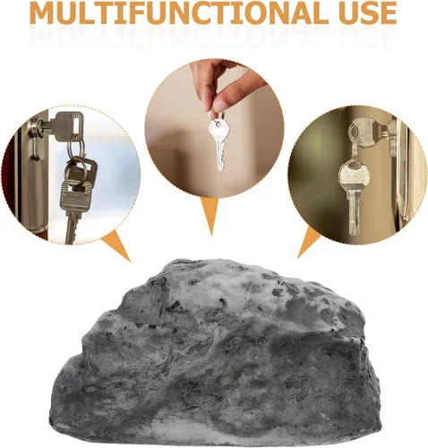 Miniatura 5 de Holibanna Ocultador de llaves de roca falsa – Ocultar una llave de repuesto – Piedra de imitación de resina realista resistente a la intemperie caja
