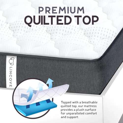 Miniatura 5 de Lincove Colchón híbrido de resorte de 12 pulgadas y espuma viscoelástica, colchón de firmeza media, certificado CertiPUR-US, cama en una caja