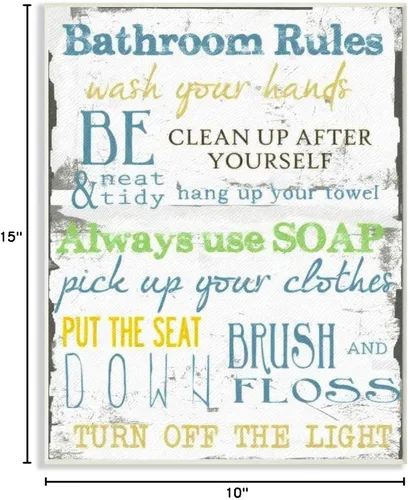 Miniatura 3 de The Stupell Home Decor Collection - Placa de pared para baño "Bathroom Rules