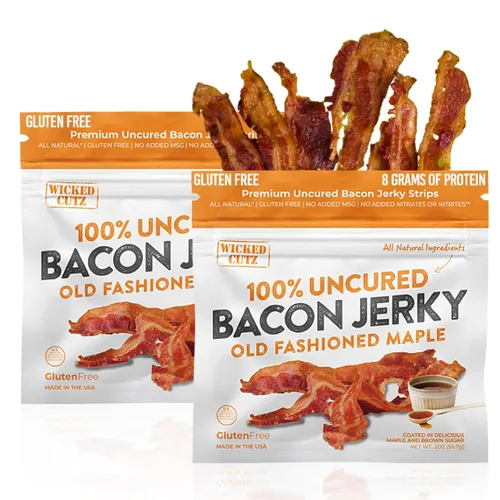 Miniatura 12 de Paquete variado de cecina de tocino, 5 sabores y hasta 0.85 oz de proteína por bolsa, totalmente cocido, sabores atrevidos, excepcionalmente
