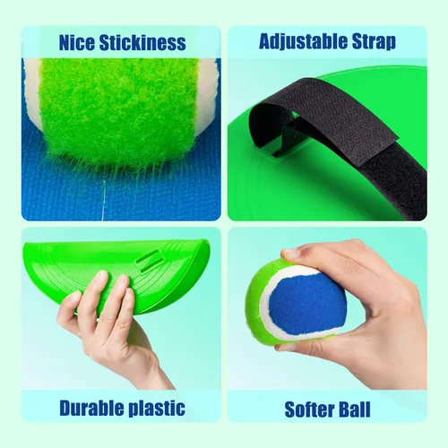 Miniatura 2 de Juego de Pelota de Lanzar y Atrapar y Pelota de Paleta, Juegos al Aire Libre para Juguetes de Niños, Juegos Familiares de Navidad, Juego de Playa