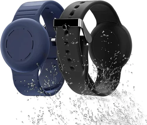 Aircawin Pulsera impermeable para Airtag para niños, pulsera de Airtag oculta para niños, paquete de 2 fundas de silicona antipérdida para Apple