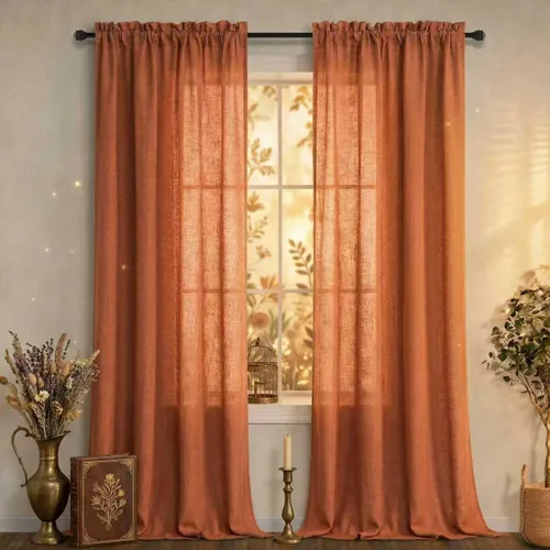 Miniatura 34 de Cortinas blancas puras de 38 pulgadas de ancho para dormitorio, juego de 2 paneles de cortinas de privacidad con bolsillo para barra, cortinas