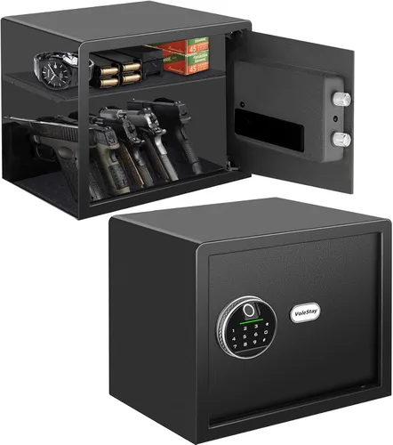 Miniatura 8 de Caja fuerte biométrica para el hogar, caja de seguridad con cerradura biométrica para armas, caja de dinero para joyas, armas de mano y efectivo