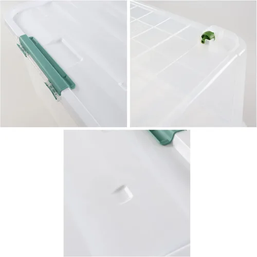 Miniatura 4 de Contenedores de almacenamiento grandes de 85 cuartos con ruedas/cierres/tapas, caja de plástico transparente