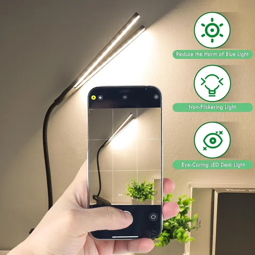 Miniatura 5 de Luz de lectura LED con clip, lámpara de escritorio 48 LED de 2600 mAh, batería recargable por USB, luces de libro recargables por USB, brillo Negro