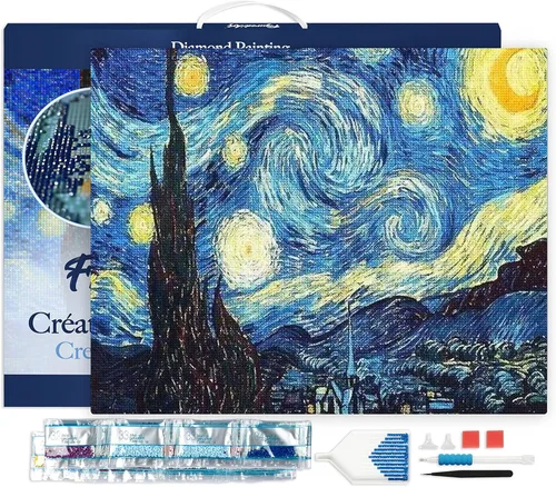 Miniatura 10 de Figured'Art Kit de arte de pintura de diamantes para adultos de 16 x 20 pulgadas con marco, taladro cuadrado completo 5D, el árbol de la mujer