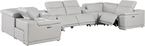 Miniatura 35 de BlackJack Furniture Venice - Juego de sofá reclinable seccional de cuero italiano de grano superior de 12 piezas con 4 reclinables eléctricos