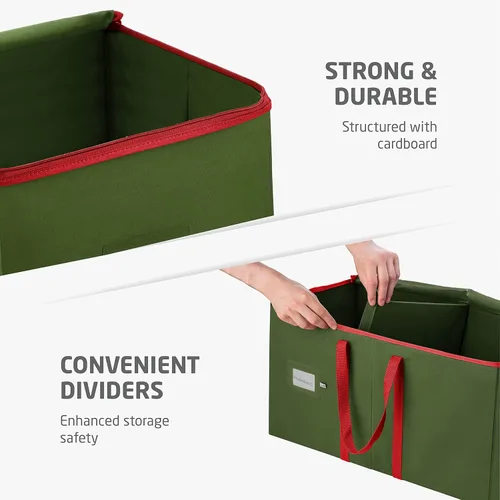 Miniatura 5 de ZOBER - Caja grande para guardar adornos navideños, con capacidad para 54 adornos y separadores, recipientes de tela no tejida y duraderos