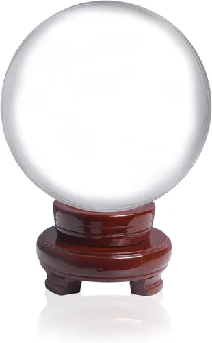 Miniatura 9 de LONGWIN Bola de adivinación de cristal grande de 4.724 in (4.7 pulgadas), bolas de vidrio decorativas, accesorios de fotografía, soporte de madera