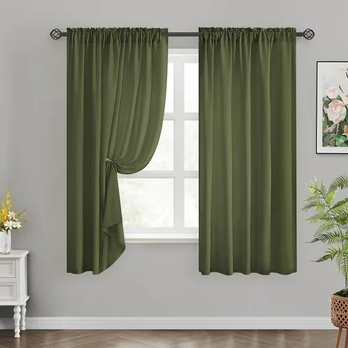 Miniatura 53 de HOMEIDEAS Cortinas Transparentes de Privacidad Blancas No Transparentes, 52 X 45 Pulgadas de Largo 2 Paneles Cortinas Transparentes Filtradoras