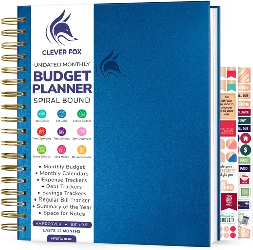 Miniatura 11 de Clever Fox Planificador de presupuesto: libro de finanzas en espiral, diario financiero mensual, organizador de presupuestos y cuaderno de Negro
