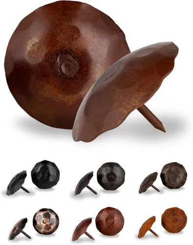 Miniatura 18 de Paquete de 25 clavos decorativos de 1,25 pulgadas de cabeza redonda grande – oxidados – sujetadores rústicos redondos hechos a mano para persiana