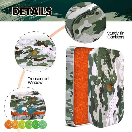 Miniatura 2 de Wisesorb Deshumidificador de camuflaje seguro para pistola de 1.41 onzas, bolsas deshumidificadoras recargables, paquetes de gel de sílice