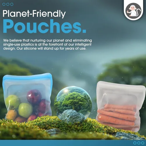 Miniatura 8 de Albino Monkey Bolsa de almacenamiento de alimentos de silicona reutilizable XXL de 1 galón (135 onzas), bolsa hermética a prueba de fugas