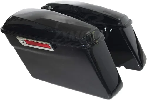 Miniatura 3 de Alforjas rígidas de color negro brillante con herrajes para modelos Harley Touring FLT, FLHT, FLHTCU, FLHRC, Road King, Road Glide, Street Glide