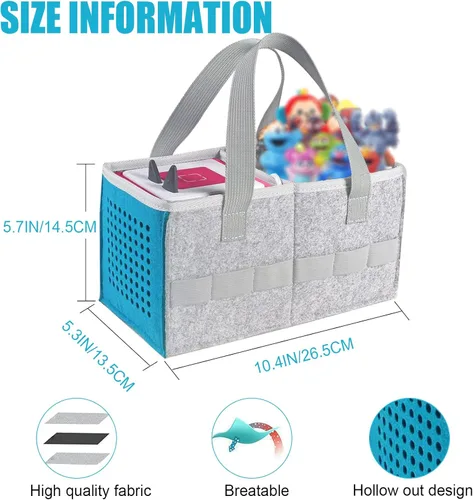 Miniatura 6 de Bolsa de mano para Toniebox Starter Set, funda de transporte al aire libre, bolsa de mano portátil para reproductor de audio Toniebox y figuras Azul