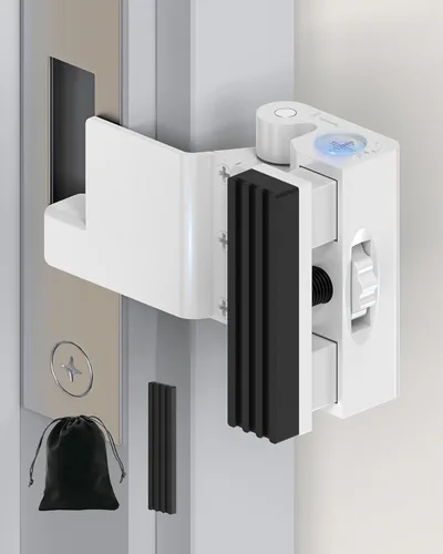 Miniatura 11 de Cerradura de Puerta Portátil para Viaje, Refuerzo de Puerta Ajustable Sin Taladrar, Pestillo de Parada Extra para Habitación de Hotel, Apartamento